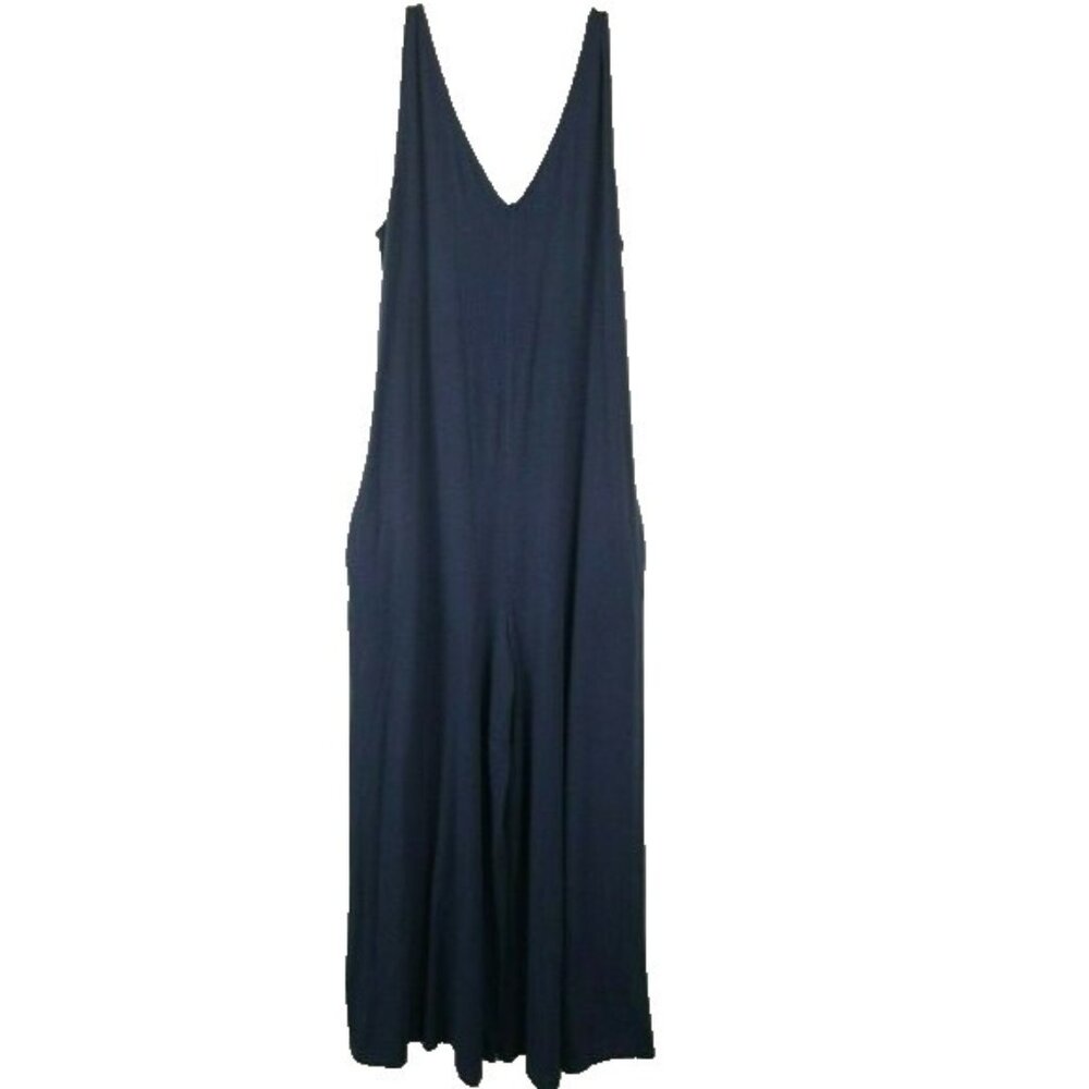 AnyBody Womens Wide Leg Jumpsuit Small Tall Blue Sleeveless Loungewear‎ Casual